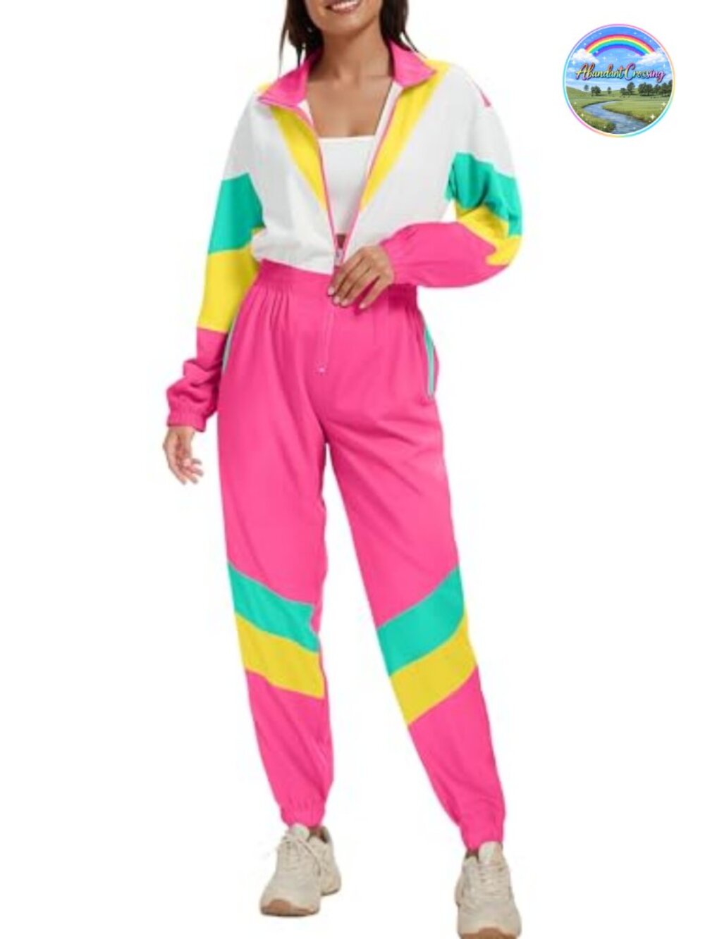 Women's 80s 90s Costume Jumpsuit Long Sleeve Windbreaker One Piece Tracksuit